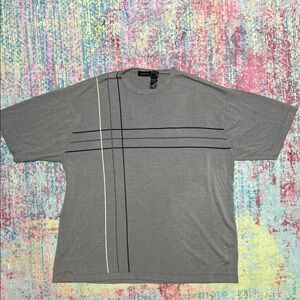 Claiborne 72% silk Gray and Black Striped Men's Tee
